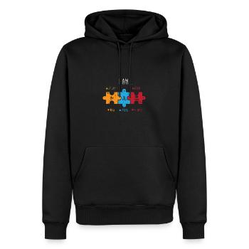 Tableau périodique - Sweat à capuche Premium bio Homme - noir - Devant - Nico (187cm)