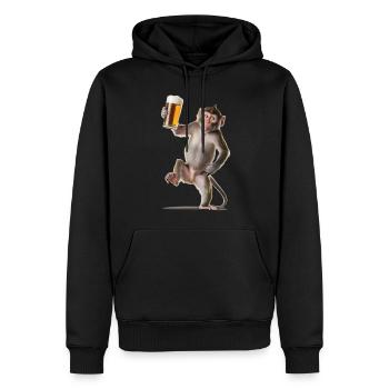Affe Bier - Männer Premium Bio Hoodie - Schwarz - Vorne - Nico (187cm)