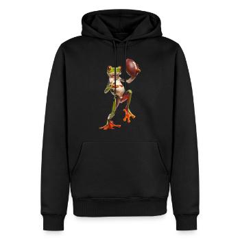 Grenouille arboricole soccer - Sweat à capuche Premium bio Homme - noir - Devant - Nico (187cm)