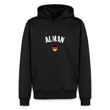 Alman - Männer Premium Bio Hoodie - Schwarz - Vorne - Nico (187cm)