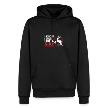 Chasse au chasseur - Sweat à capuche Premium bio Homme - noir - Devant - Nico (187cm)