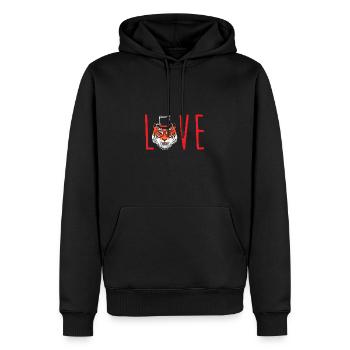 Tigre à dents de sabre - Sweat à capuche Premium bio Homme - noir - Devant - Nico (187cm)