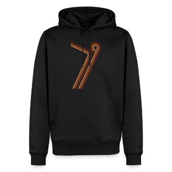 1979 79 braun - Männer Premium Bio Hoodie - Schwarz - Vorne - Nico (187cm)