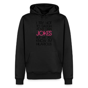 Jokes - Männer Premium Bio Hoodie - Schwarz - Vorne - Nico (187cm)