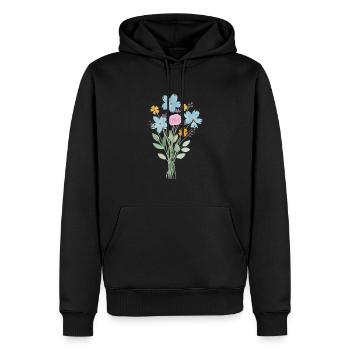 Les bouquets de fleurs - Sweat à capuche Premium bio Homme - noir - Devant - Nico (187cm)