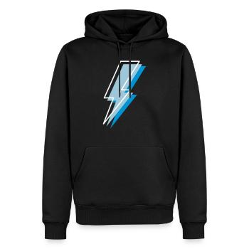 dreifaches donnerzeichen mit kontrast - Männer Premium Bio Hoodie - Schwarz - Vorne - Nico (187cm)