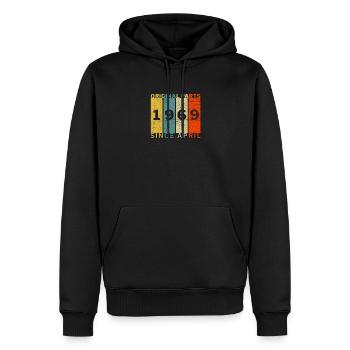 Né en avril 1969 Drôle d’anniversaire Rétro Citation - Sweat à capuche Premium bio Homme - noir - Devant - Nico (187cm)