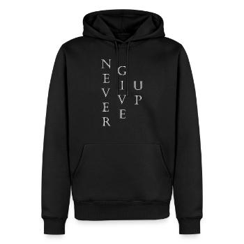 Never Give Up - Männer Premium Bio Hoodie - Schwarz - Vorne - Nico (187cm)