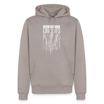 Distrait par les circuits Électricien Electro - Sweat à capuche Premium bio Homme - taupe - Devant - Nico (187cm)