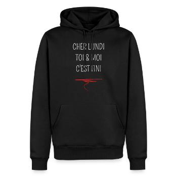 cher lundi toi & moi c'est fini - Sweat à capuche Premium bio Homme - noir - Devant - Nico (187cm)