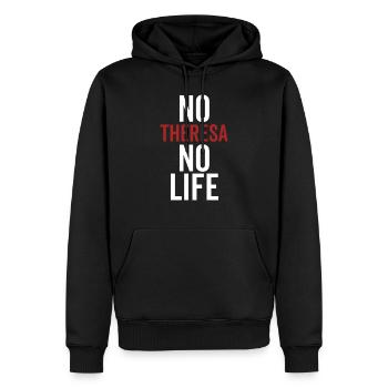 Nein Theresa Kein Leben - Männer Premium Bio Hoodie - Schwarz - Vorne - Nico (187cm)
