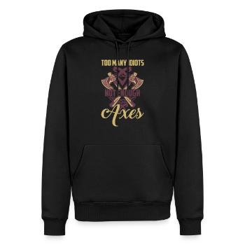Too Many Idiots Not Enough Axes Viking Norse - Männer Premium Bio Hoodie - Schwarz - Vorne - Nico (187cm)