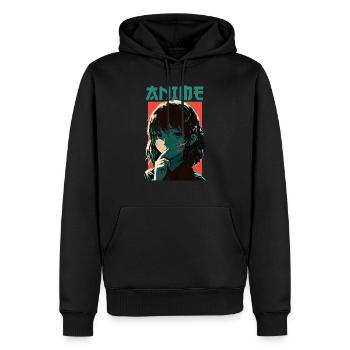 Anime Mädchen Egirl Manga Animiert Porträt Japan - Männer Premium Bio Hoodie - Schwarz - Vorne - Nico (187cm)