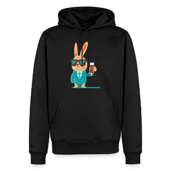 Lapin cool avec de la bière et des lunettes de soleil - Sweat à capuche Premium bio Homme - noir - Devant - Nico (187cm)