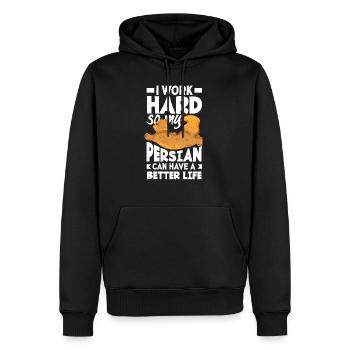 I work hard so my Persian can have a better life - Männer Premium Bio Hoodie - Schwarz - Vorne - Nico (187cm)