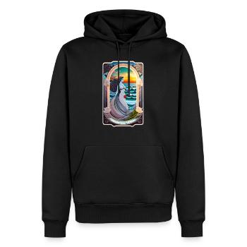 Surfen - Jugendstil - Männer Premium Bio Hoodie - Schwarz - Vorne - Nico (187cm)