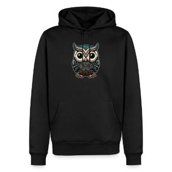 Eule im Cartoon Style 2 - Männer Premium Bio Hoodie - Schwarz - Vorne - Nico (187cm)