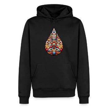Farbenfroher Tropfen, inspiriert von traditioneller russischer Kunst - Männer Premium Bio Hoodie - Schwarz - Vorne - Nico (187cm)