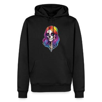 Halloween - Rock & Regenbogen - Männer Premium Bio Hoodie - Schwarz - Vorne - Nico (187cm)