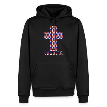 Croatie Croix drapeau patriotisme Vintage Gloire cheveux - Sweat à capuche Premium bio Homme - noir - Devant - Nico (187cm)