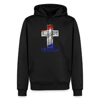 Croatie Croix drapeau patriotisme Vintage Gloire cheveux - Sweat à capuche Premium bio Homme - noir - Devant - Nico (187cm)