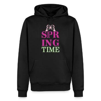 SpringTime - Le printemps est là ! - Sweat à capuche Premium bio Homme - noir - Devant - Nico (187cm)