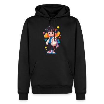 Manga Junge - Männer Premium Bio Hoodie - Schwarz - Vorne - Nico (187cm)