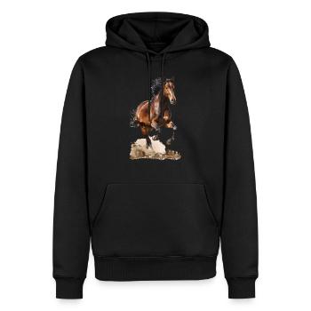 Reiten Reiterin Pferd Pferdesport Y - Männer Premium Bio Hoodie - Schwarz - Vorne - Nico (187cm)