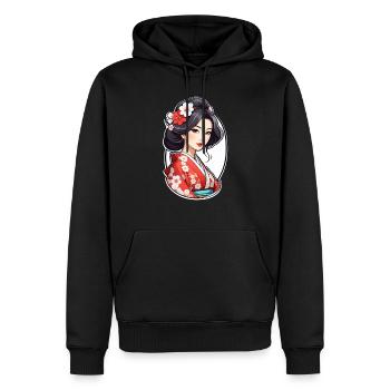 Japanerin im Kimono - Japan - Manga - Männer Premium Bio Hoodie - Schwarz - Vorne - Nico (187cm)