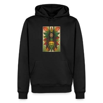 logo rasta - Sweat à capuche Premium bio Homme - noir - Devant - Nico (187cm)