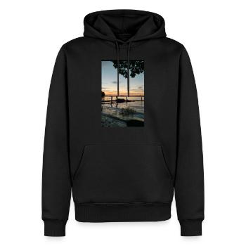 Sonnenuntergang - Männer Premium Bio Hoodie - Schwarz - Vorne - Nico (187cm)
