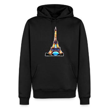 Eiffel tower #7 - Men’s Premium Organic Hoodie - black - Front - Nico (187cm)