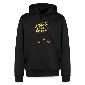 Made with Love - Sweat à capuche Premium bio Homme - noir - Devant - Nico (187cm)