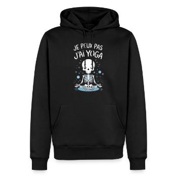 J'peux pas j'ai yoga - Sweat à capuche Premium bio Homme - noir - Devant - Nico (187cm)