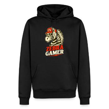 Zebra Gamer Funny Safari Animal Wildlife Gift - Men’s Premium Organic Hoodie - black - Front - Nico (187cm)