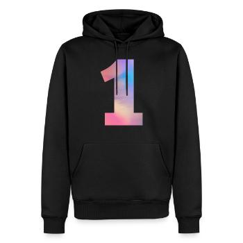 Numéro 1 coloré - Sweat à capuche Premium bio Homme - noir - Devant - Nico (187cm)