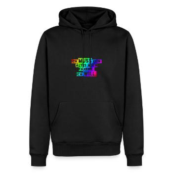Ich MUSS kein ALTES Auto fahren, Ich WILL! - Männer Premium Bio Hoodie - Schwarz - Vorne - Nico (187cm)