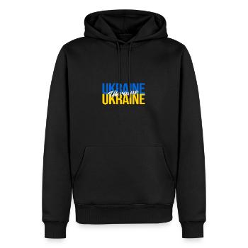 Ukraine - Männer Premium Bio Hoodie - Schwarz - Vorne - Nico (187cm)
