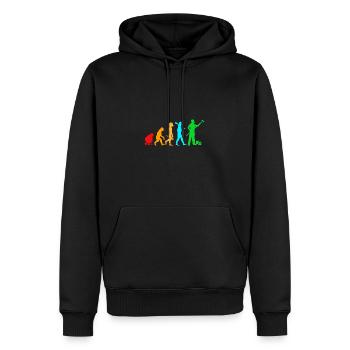 Maler Evolution - Männer Premium Bio Hoodie - Schwarz - Vorne - Nico (187cm)