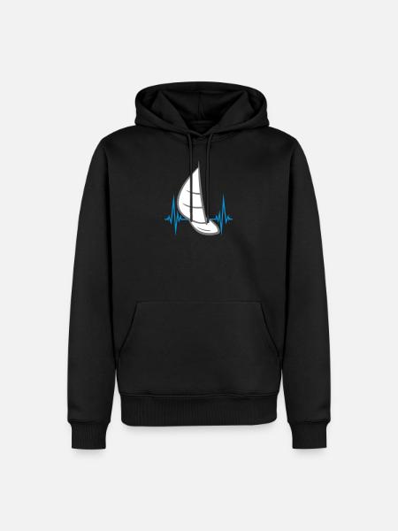 pulse frequency heart beat sea waves boat sailing s - Men’s Premium Organic Hoodie - black