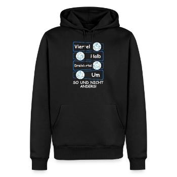 Ostdeutsche Uhrzeit Viertel Halb Dreiviertel Ossi - Männer Premium Bio Hoodie - Schwarz - Vorne - Nico (187cm)