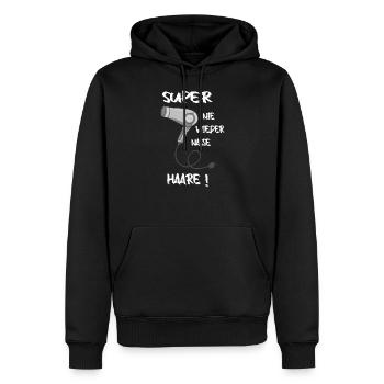 Fön Cartoon Text - Sweat à capuche Premium bio Homme - noir - Devant - Nico (187cm)
