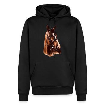 Dames cheval motif animal motif animal visage animal - Sweat à capuche Premium bio Homme - noir - Devant - Nico (187cm)