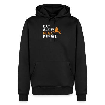 Guitariste Eat Sleep Play Repeat - Sweat à capuche Premium bio Homme - noir - Devant - Nico (187cm)