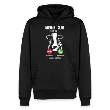 Meine Kuh ruft an Bauer Landwirt Kühe - Männer Premium Bio Hoodie - Schwarz - Vorne - Nico (187cm)