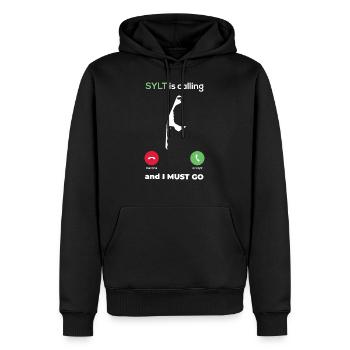 Sylt ruft ich muss los Nordfriesland Nordsee Insel - Männer Premium Bio Hoodie - Schwarz - Vorne - Nico (187cm)