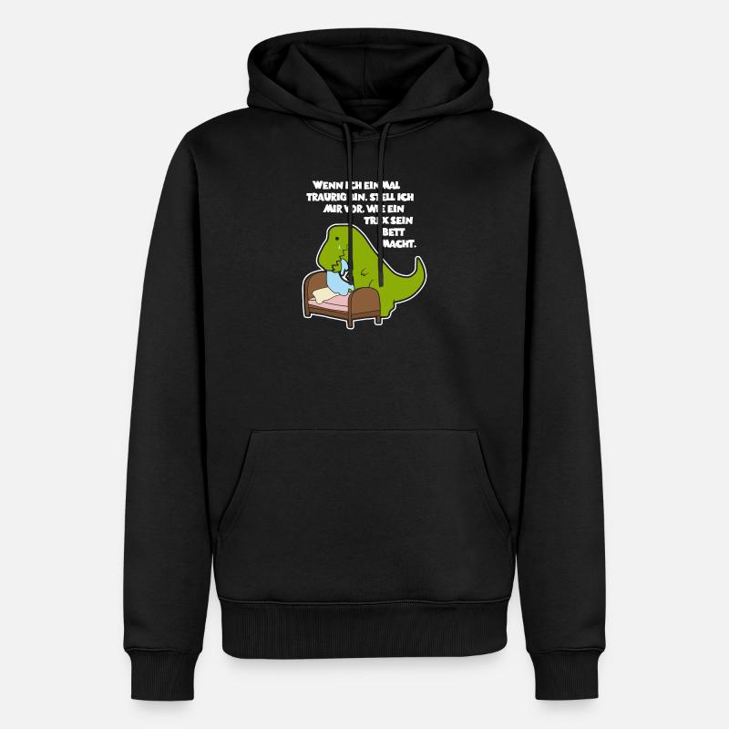 T-Rex beim Bett machen - Design - Männer Premium Bio Hoodie - Schwarz