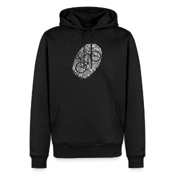 Empreinte digitale du vélo - Sweat à capuche Premium bio Homme - noir - Devant - Nico (187cm)