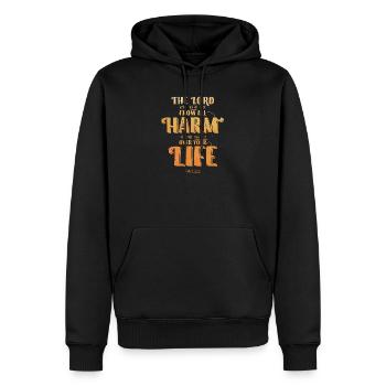 Le Seigneur vous protégera de tout mal - Sweat à capuche Premium bio Homme - noir - Devant - Nico (187cm)