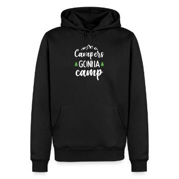 Camper auf dem Weg zum Camp - Männer Premium Bio Hoodie - Schwarz - Vorne - Nico (187cm)